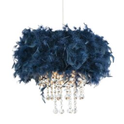 Rackhams Contemporary Green Navy Pendant Light Shade with Transparent Acrylic Droplets