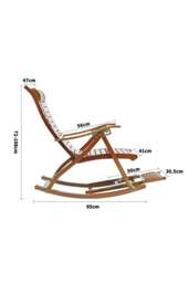 Rackhams Bamboo Rocking Chair Foldable Recliner - Brown - thumbnail 5