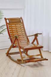 Rackhams Bamboo Rocking Chair Foldable Recliner - Brown