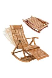 Rackhams Bamboo Rocking Chair Foldable Recliner - Brown - thumbnail 6