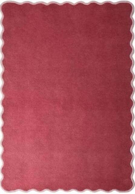 Rackhams Wool Scalloped Pink Rug Bordered Design - 200X290 cm - image 1