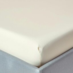 Rackhams Crisp & Cool 200 TC Egyptian Cotton Percale Fitted Sheet – 46 cm Extra Deep - Cream - Single - thumbnail 1