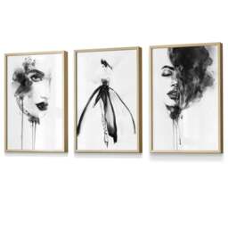 Rackhams Set of 3 Framed Fashion Wall Art Prints from Watercolour Illustrations - 42x59cm (A2) - Light Grey - thumbnail 6