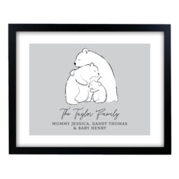 Rackhams Personalised Polar Bear Family Black Framed Print - thumbnail 1