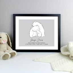 Rackhams Personalised Polar Bear Family Black Framed Print - thumbnail 2