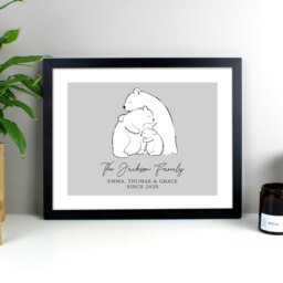 Rackhams Personalised Polar Bear Family Black Framed Print - thumbnail 4