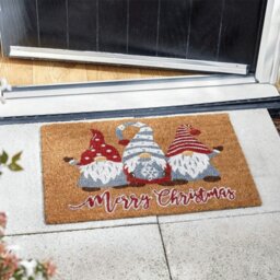 Rackhams 60cm x 40cm Three Gonks Coir Doormat with Merry Christmas Message - thumbnail 1
