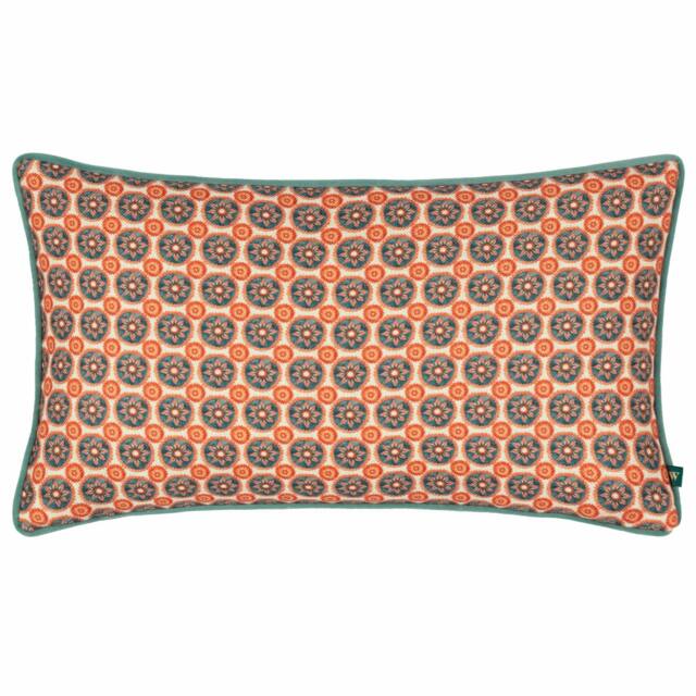 Rackhams Onika Geometric Cushion Cover - Blue - 30cm x 50cm - Blue - 100% Polyester - image 1