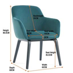 Rackhams Serenza Peacock Blue Fabric Dining Chair - thumbnail 3