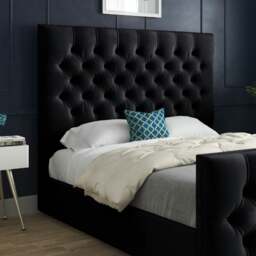 Rackhams Novara Upholstered Soft Velvet Bed Frame - Black - Grey - King - thumbnail 3