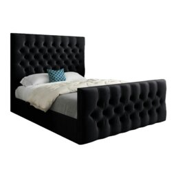 Rackhams Novara Upholstered Soft Velvet Bed Frame - Black - Grey - King - thumbnail 6