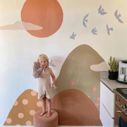 Rackhams Nursery Sunset Mountain Tops 6 Lane Repeatable Wallpaper Mural 300 x 285cm, Warm Neutrals