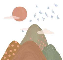Rackhams Nursery Sunset Mountain Tops 6 Lane Repeatable Wallpaper Mural 300 x 285cm, Warm Neutrals - thumbnail 2