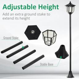 Rackhams Outdoor Garden Solar Post Lamp Sensor Light LED Lantern Bollard Pathway Torch Light 1.77m Tall - thumbnail 4