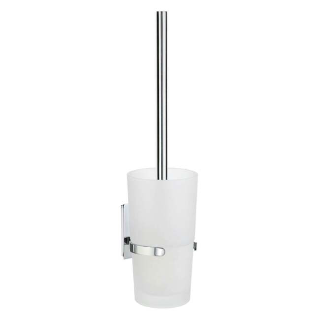 Rackhams Polished Chrome Toilet Brush and Frosted Glass Holder