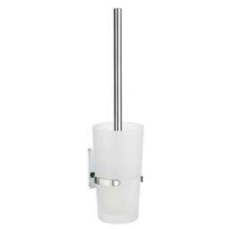 Rackhams Polished Chrome Toilet Brush and Frosted Glass Holder