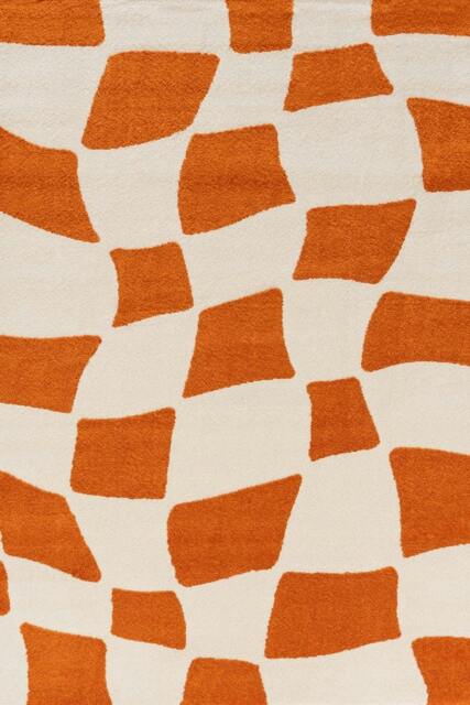 Rackhams Joli Checkered Orange & White Rug - 160X230 cm - image 1