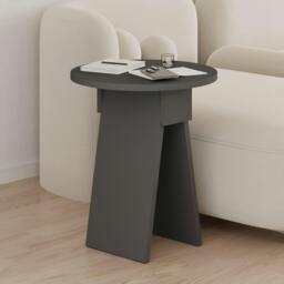 Rackhams Modern Chen Side Table Round Shape Particle Board 2 Legs Coffee Table 42(W)x42(D)x50(H) cm - Mocha Grey - thumbnail 6