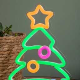 Rackhams 25cm Light up Christmas Tree Table Top Neon Sign - thumbnail 5