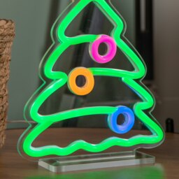 Rackhams 25cm Light up Christmas Tree Table Top Neon Sign - thumbnail 6