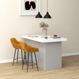 Rackhams Bar Stools Set of 2, Velvet-Touch Fabric Counter Height Bar Chairs Brown - Pink - thumbnail 4