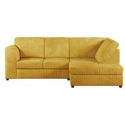 Rackhams Luxor Cord Fabric 4 Seater Corner Sofa Full Back - Mustard - Right Hand Facing