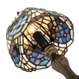 Rackhams Classic Hand Crafted Round Beaded Tiffany Table Lamp in Lavender Lilac - thumbnail 4