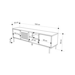 "Rackhams Modern 164cm TV Stand Unit Up to 55"" TVs with 3 Soft-Close Doors, 2 Open Shelves Storage, Laser-Cut Pattern, Sonoma Oak - Sonoma Oak" - thumbnail 3