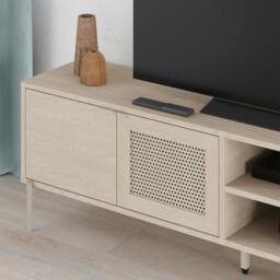"Rackhams Modern 164cm TV Stand Unit Up to 55"" TVs with 3 Soft-Close Doors, 2 Open Shelves Storage, Laser-Cut Pattern, Sonoma Oak - Sonoma Oak" - thumbnail 4