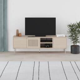 "Rackhams Modern 164cm TV Stand Unit Up to 55"" TVs with 3 Soft-Close Doors, 2 Open Shelves Storage, Laser-Cut Pattern, Sonoma Oak - Sonoma Oak" - thumbnail 6