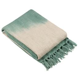 Rackhams Mizu Dip Dye Tassel Throw - Eucalyptus - 170cm x 130cm - Eucalyptus - 100% Cotton
