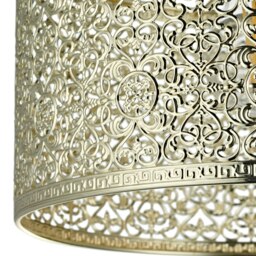 Rackhams Ornate Moroccan Style Decorated Shiny Gold Metal Pendant Lamp Shade 25cm x 15cm - thumbnail 3