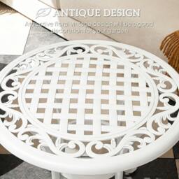 Rackhams 60cm Round Garden Table with Cast Aluminium Frame, White - 1 - 60cmx60cmx52.5cm - 60 cm - thumbnail 4