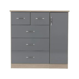 Rackhams Nevada 5 Drawer Low Wardrobe - Black Wood Grain - thumbnail 4