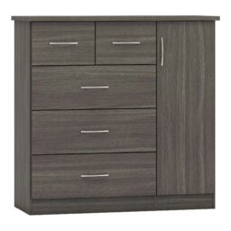 Rackhams Nevada 5 Drawer Low Wardrobe - Black Wood Grain - thumbnail 1
