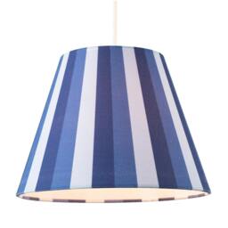 Rackhams Multi Blue Tone Striped Linen Coolie Lamp Shade with Cotton Inner - thumbnail 2