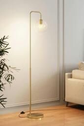 Rackhams Modern Arched Arm Floor Lamp - Gold - One Size - thumbnail 3