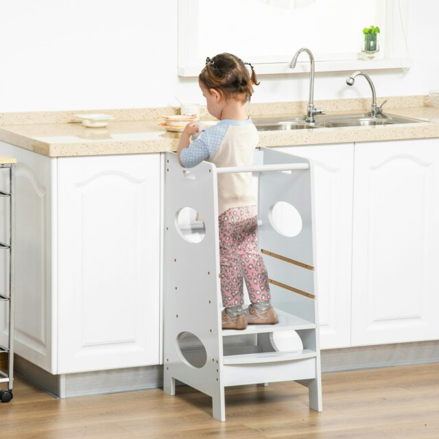 Rackhams Kids Step Stool Toddler Kitchen Stool w/ Adjustable Standing Platform - image 1
