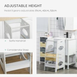 Rackhams Kids Step Stool Toddler Kitchen Stool w/ Adjustable Standing Platform - thumbnail 3