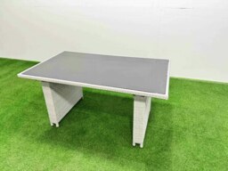 Rackhams Patio Garden Furniture Sets with Black Glass Top Dining Table 3 Seater Sofa 2 Side Tables 2 Small Stool Light Grey - thumbnail 2