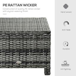 Rackhams Rattan Footstool Wicker Ottoman with Padded Seat Cushion Outdoor Patio Furniture for Garden Poolside Living Room, 50 x 50 x 35 cm, Grey - thumbnail 4