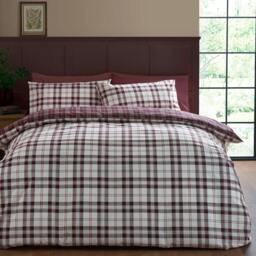 Rackhams Kelso Check Plum Duvet Cover Set - Single - thumbnail 1