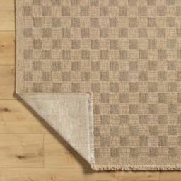 Rackhams Mirage-Cottage Tan Brown Checkered Fringe In- & Outdoor Jute-Look Rug - 80 x 220 cm - thumbnail 5