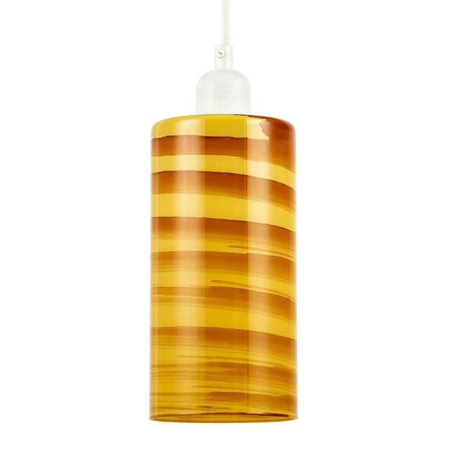 Rackhams Striped Amber Glass Cylinder Pendant Shade with Retro Inspired Look - image 1