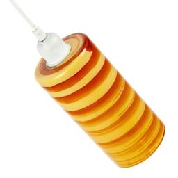 Rackhams Striped Amber Glass Cylinder Pendant Shade with Retro Inspired Look - thumbnail 3