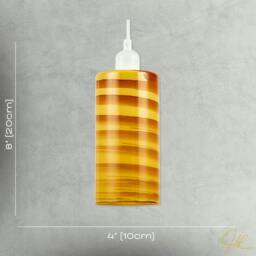 Rackhams Striped Amber Glass Cylinder Pendant Shade with Retro Inspired Look - thumbnail 6
