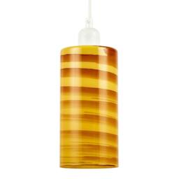 Rackhams Striped Amber Glass Cylinder Pendant Shade with Retro Inspired Look - thumbnail 1