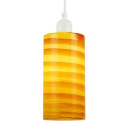 Rackhams Striped Amber Glass Cylinder Pendant Shade with Retro Inspired Look - thumbnail 2