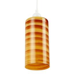 Rackhams Striped Amber Glass Cylinder Pendant Shade with Retro Inspired Look - thumbnail 4