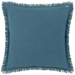 Rackhams Gracie Fringed Velvet Cushion Cover - Ink Blue - 45cm x 45cm - Ink Blue - 100% Cotton - thumbnail 3